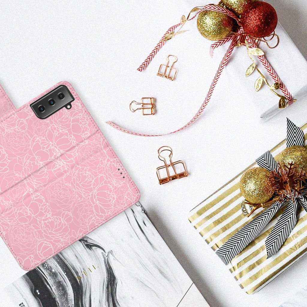 Samsung Galaxy S21 Plus Hoesje White Flowers
