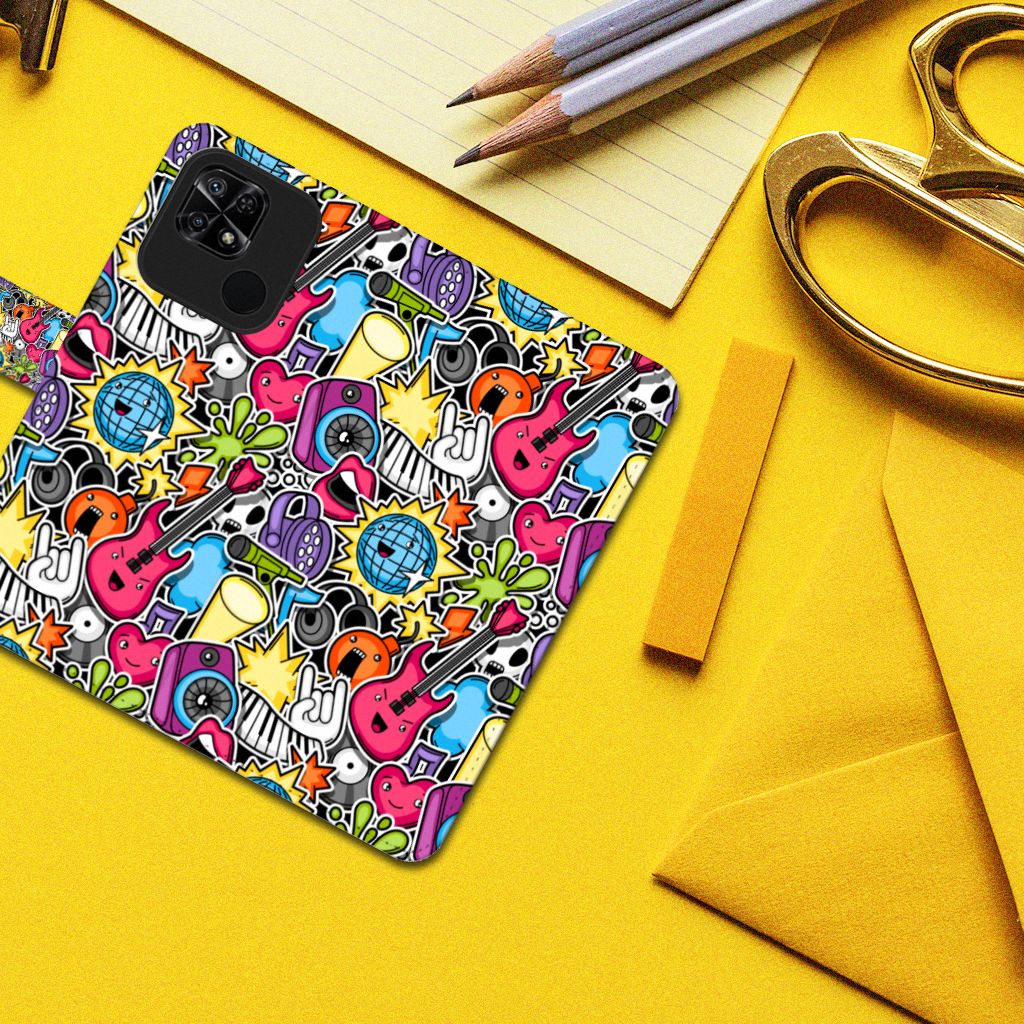 Xiaomi Redmi 10C Wallet Case met Pasjes Punk Rock