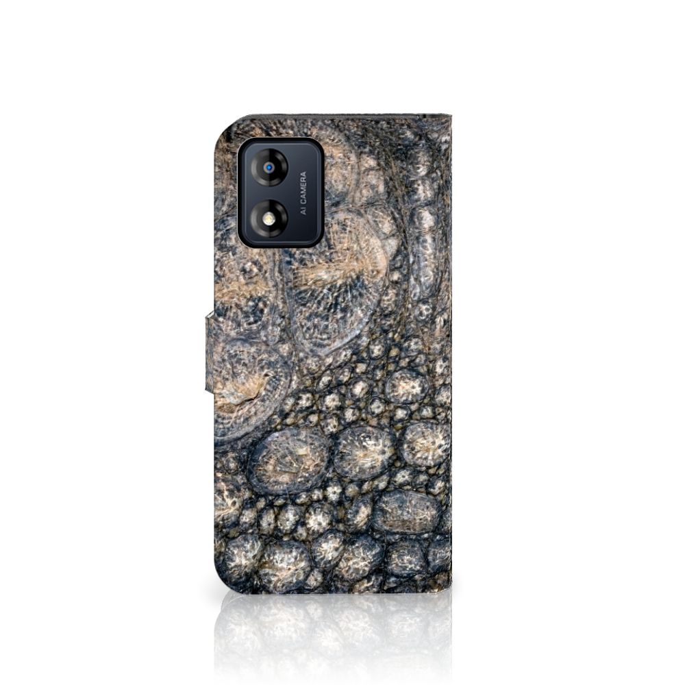 Motorola Moto E13 4G Telefoonhoesje met Pasjes Krokodillenprint