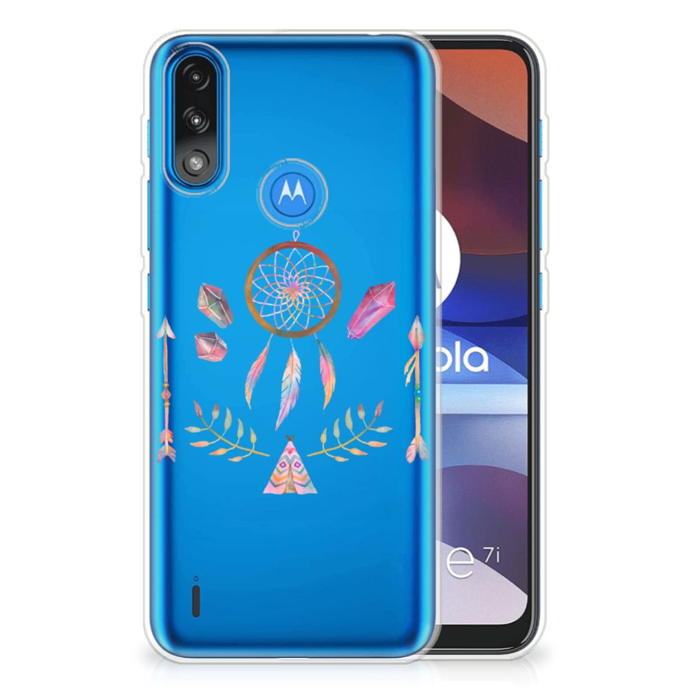 Motorola Moto E7/E7i Power Telefoonhoesje met Naam Boho Dreamcatcher