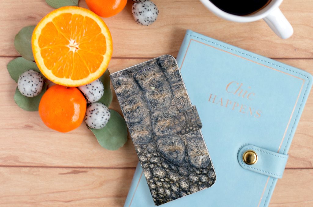 Samsung Galaxy A50 Telefoonhoesje met Pasjes Krokodillenprint