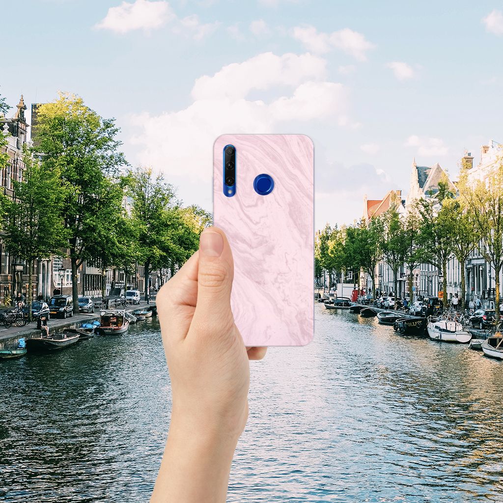 Honor 20 Lite TPU Siliconen Hoesje Marble Pink - Origineel Cadeau Vriendin