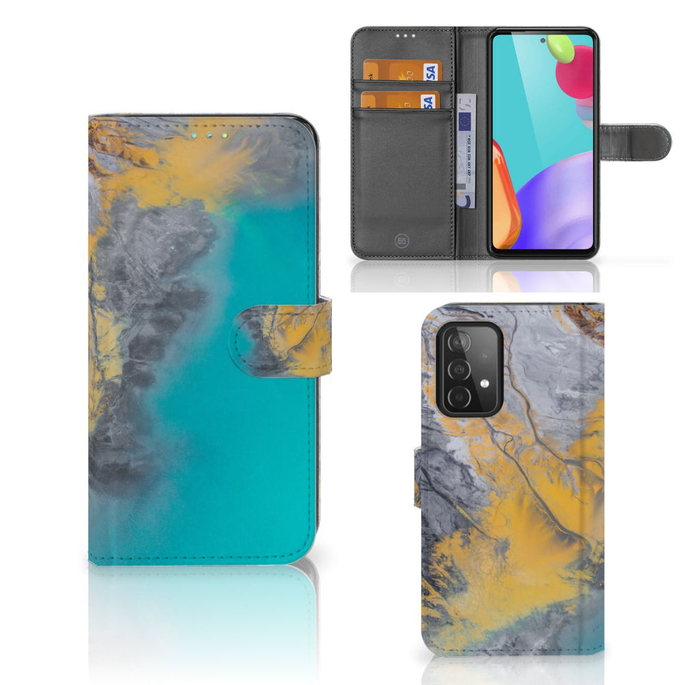 Samsung Galaxy A52 Bookcase Marble Blue Gold