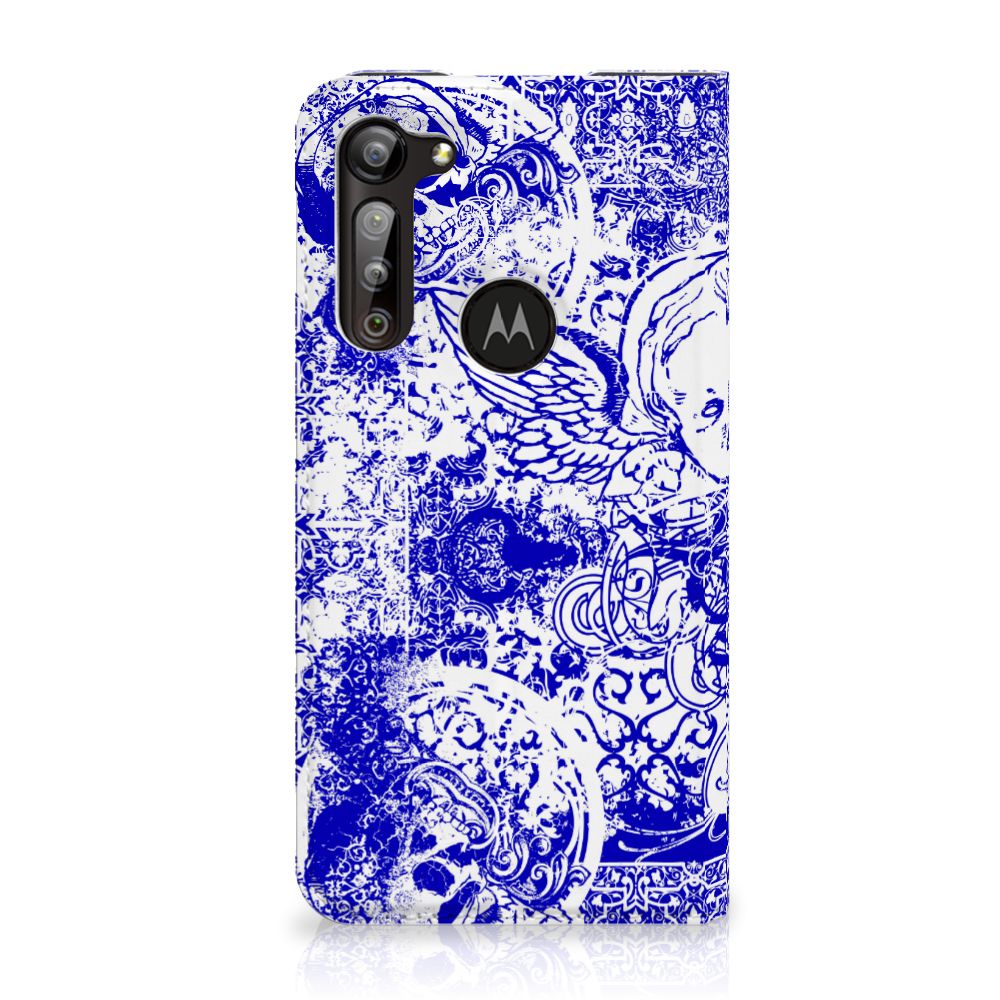 Mobiel BookCase Motorola Moto G8 Power Angel Skull Blauw - B2C Telecom