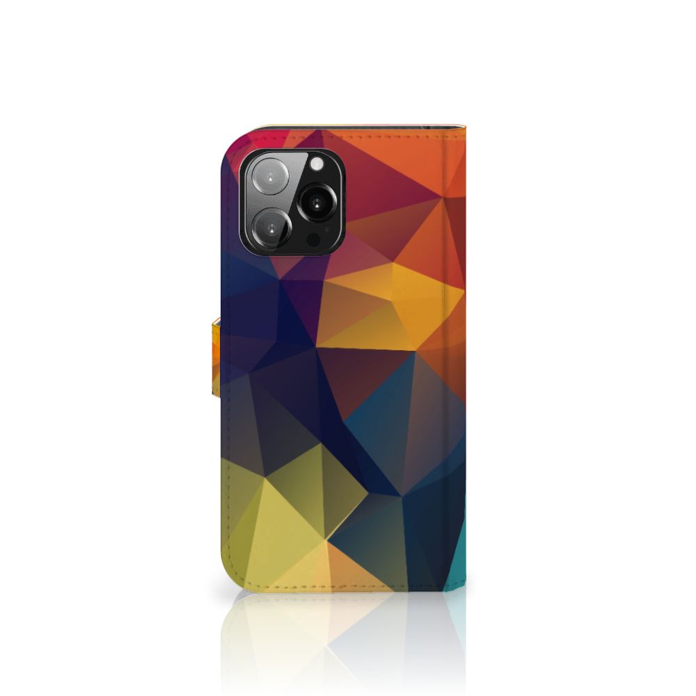 iPhone 13 Pro Max Book Case Polygon Color met kleurrijke geometrische patronen