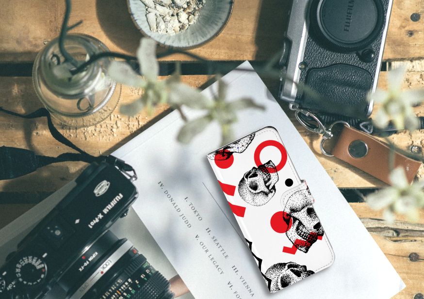 Telefoonhoesje met Naam Samsung Galaxy A20s Skull Red