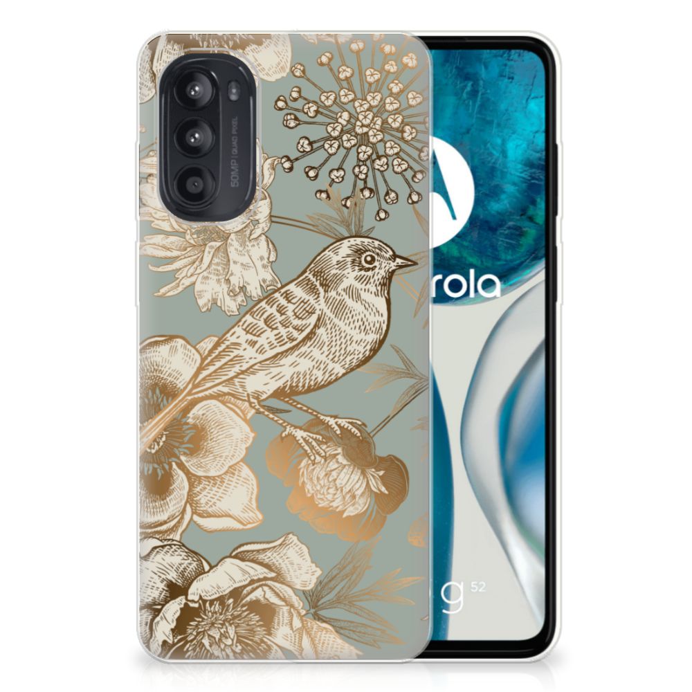 TPU Case voor Motorola Moto G52/G82 Vintage Bird Flowers