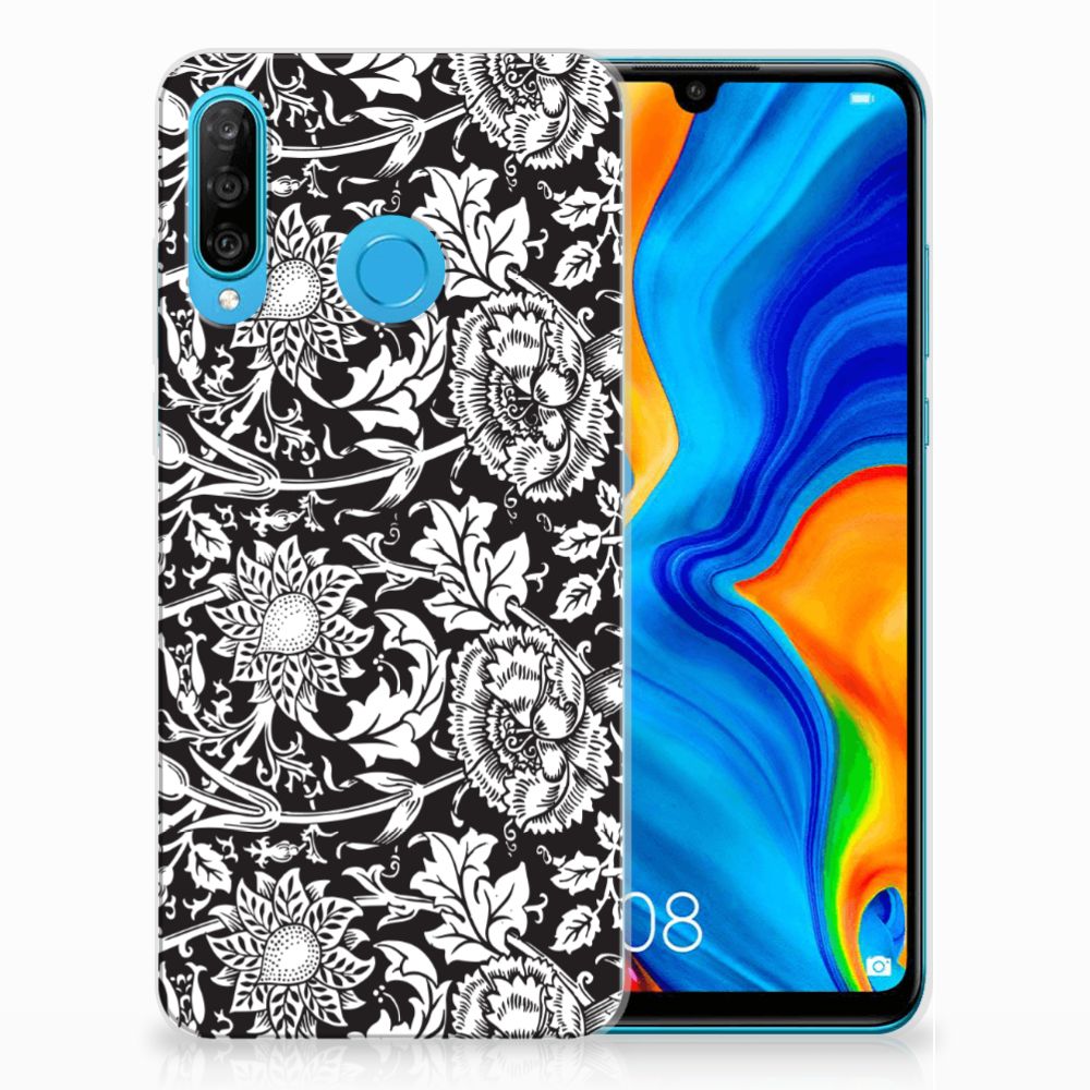 Huawei P30 Lite TPU Case Black Flowers