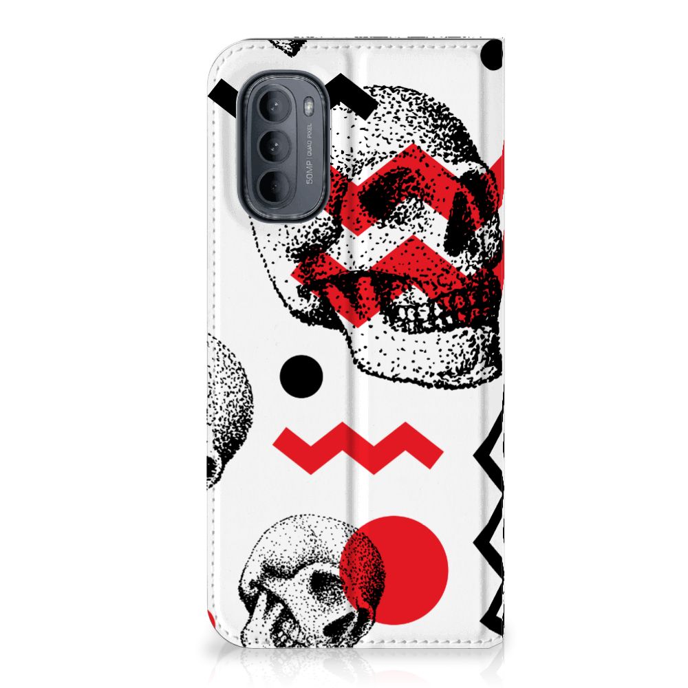 Mobiel BookCase Motorola Moto G31 | G41 Skull Red - B2C Telecom