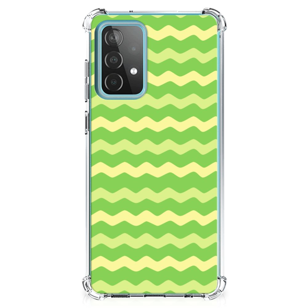 Samsung Galaxy A52 4G/5G Doorzichtige Silicone Hoesje Waves Green - B2C Telecom