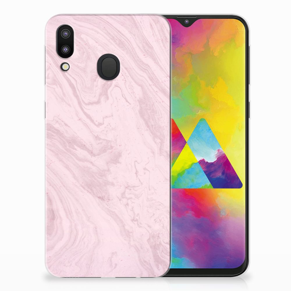Samsung Galaxy M20 (Power) TPU Siliconen Hoesje Marble Pink - Origineel Cadeau Vriendin