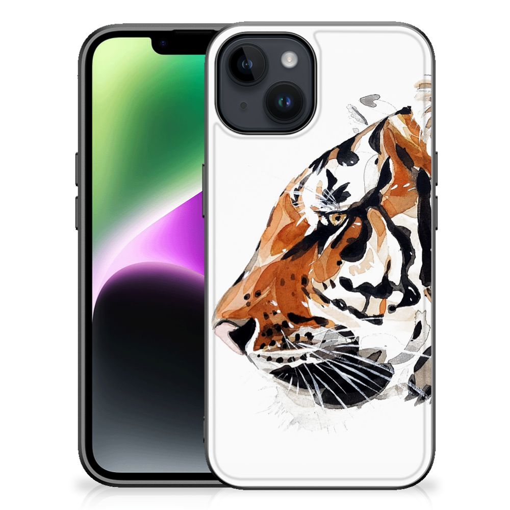 Kleurrijke Telefoonhoesje iPhone 15 Watercolor Tiger