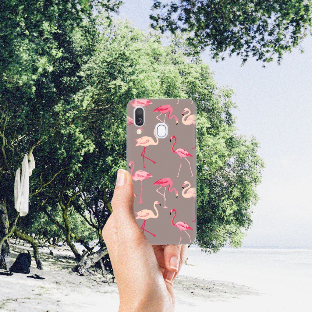 Samsung Galaxy A40 TPU Hoesje Flamingo