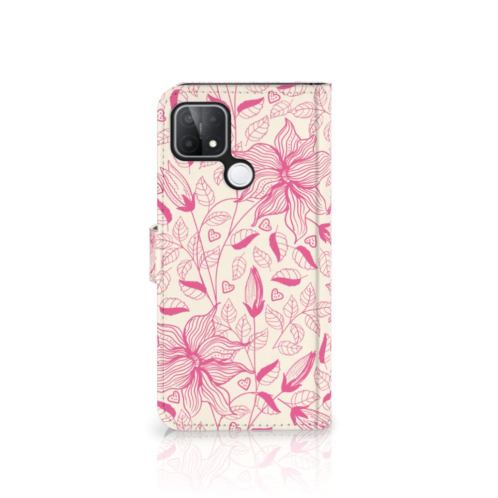 OPPO A15 Hoesje Pink Flowers