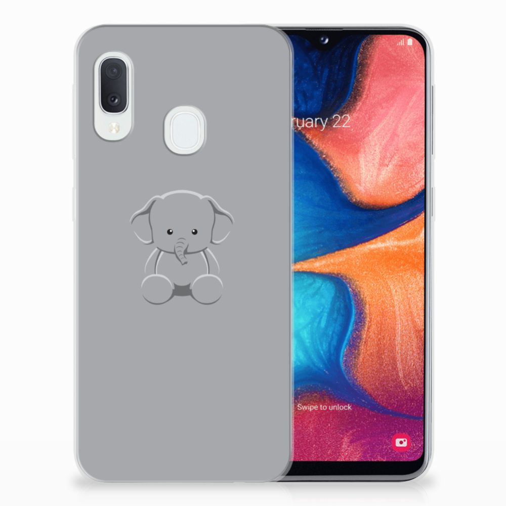 Samsung Galaxy A20e Telefoonhoesje met Naam Grijs Baby Olifant