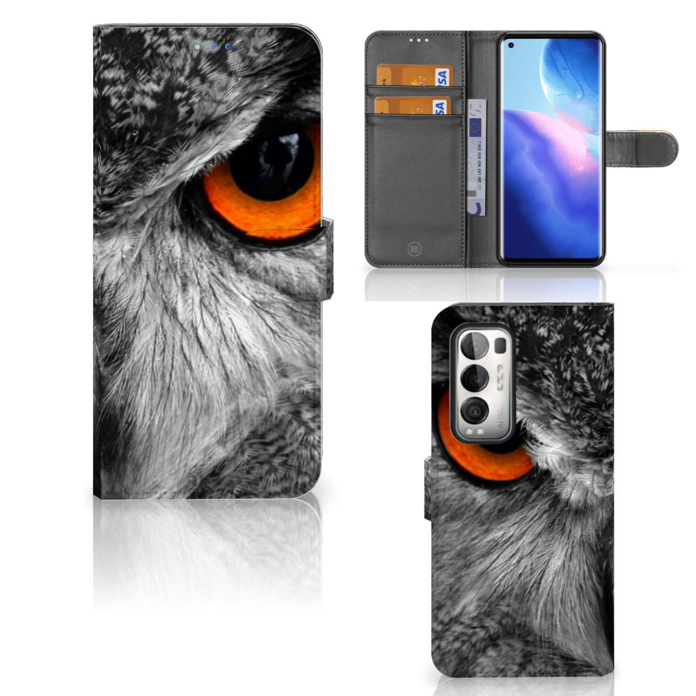 OPPO Find X3 Neo 5G Telefoonhoesje met Pasjes Uil