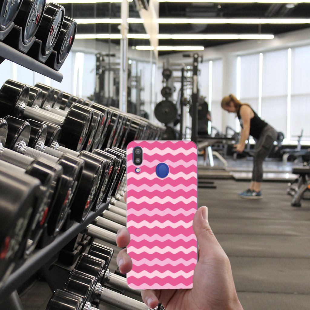 Samsung Galaxy M20 (Power) TPU bumper Waves Pink