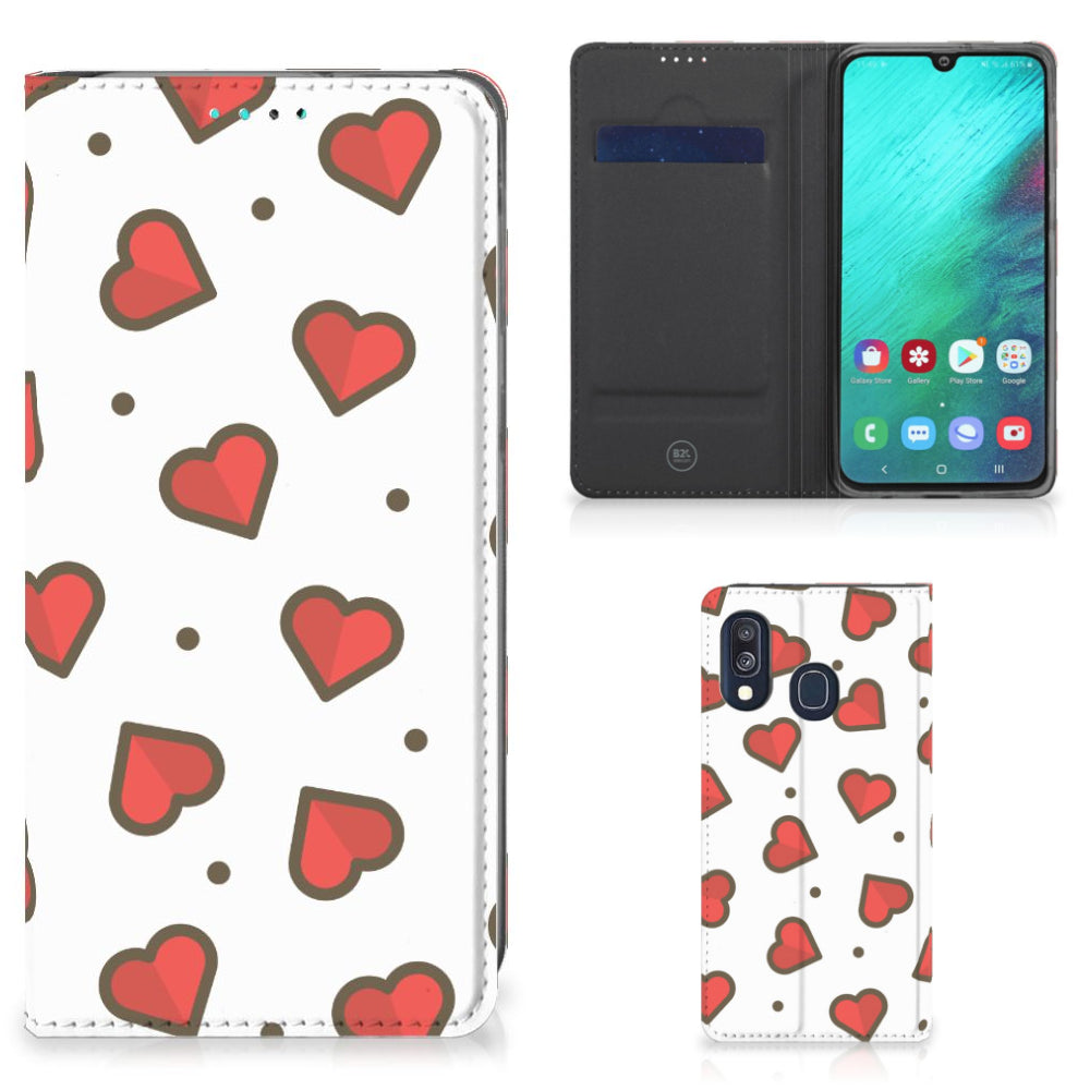 Samsung Galaxy A40 Hoesje met Magneet Hearts