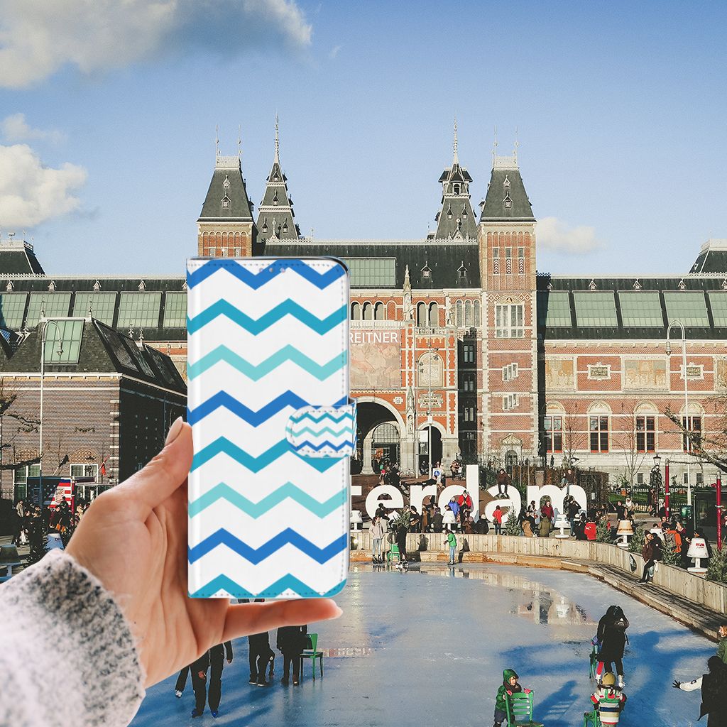 Samsung Galaxy S20 Ultra Telefoon Hoesje Zigzag Blauw