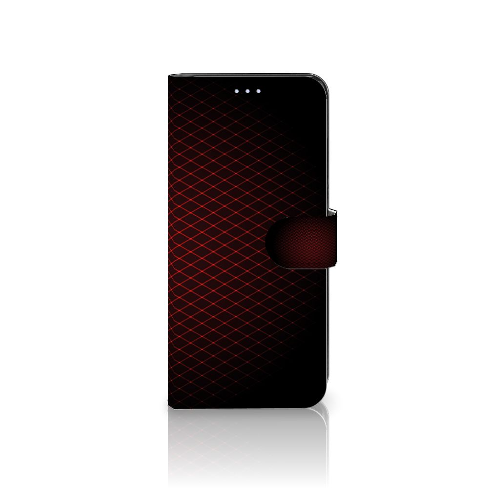 OPPO Reno 8 Lite | OnePlus Nord N20 Telefoon Hoesje Geruit Rood met minimalistisch design en ruimte voor 3 pasjes.