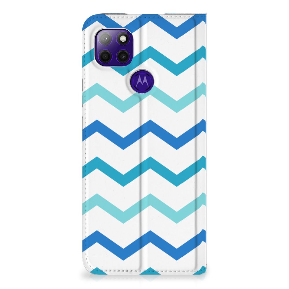 Motorola Moto G9 Power Hoesje met Magneet Zigzag Blauw - B2C Telecom