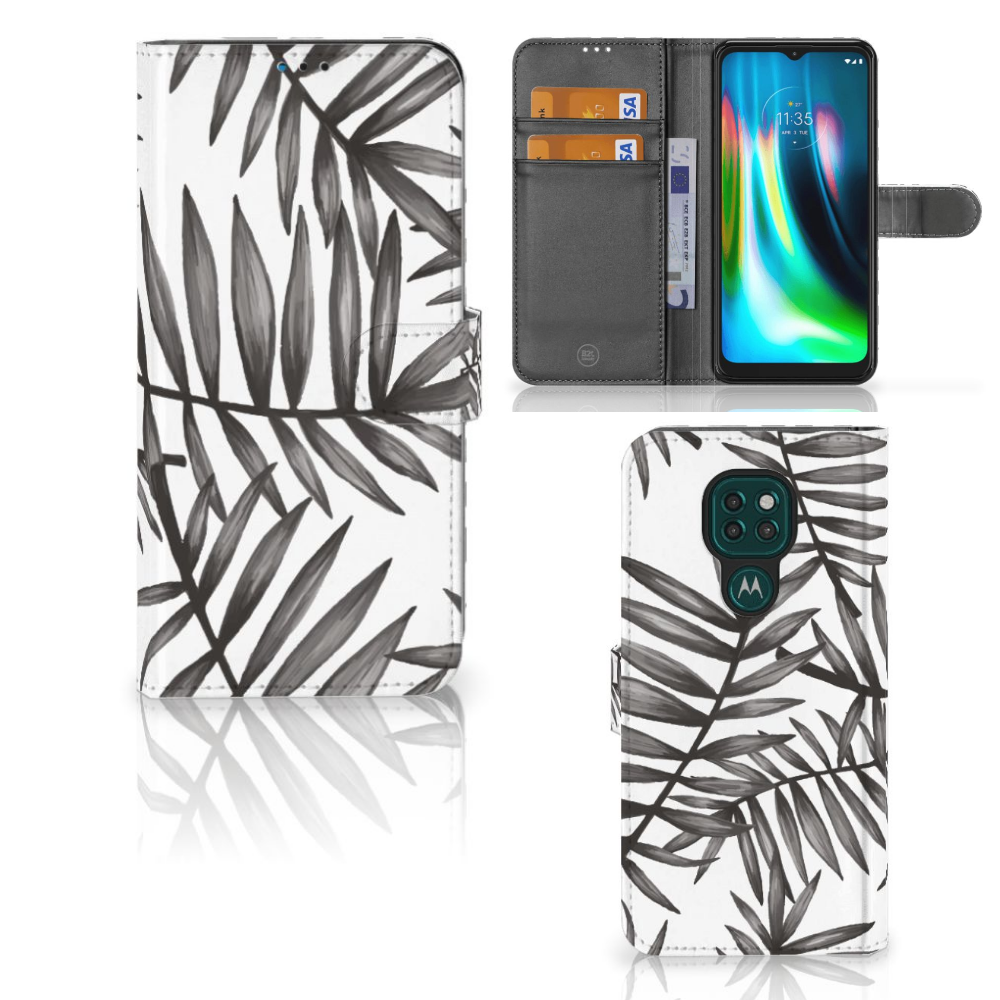 Motorola Moto G9 Play | E7 Plus Hoesje Leaves Grey