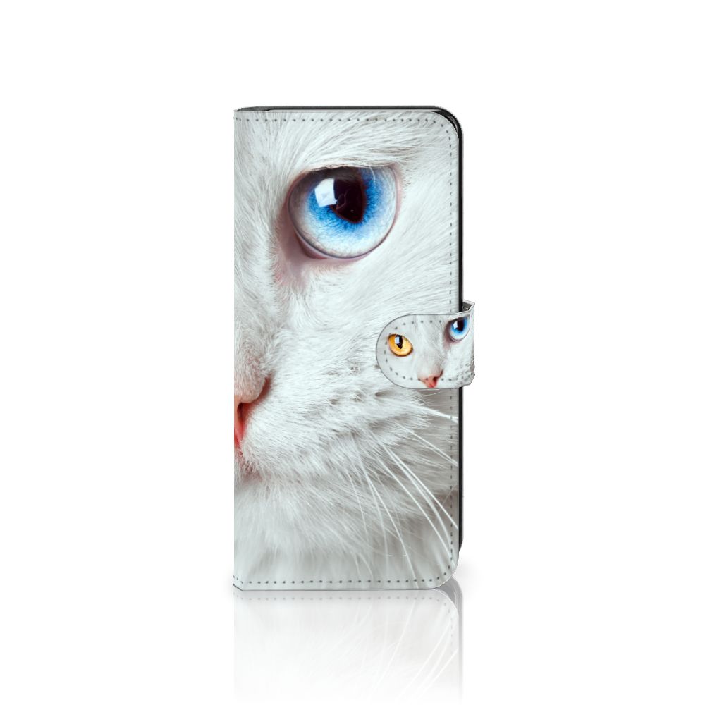 Motorola Moto G72 Telefoonhoesje met Pasjes Witte Kat