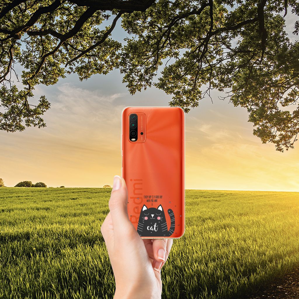 Xiaomi Poco M3 Telefoonhoesje met Naam Cat Good Day B2C Telecom