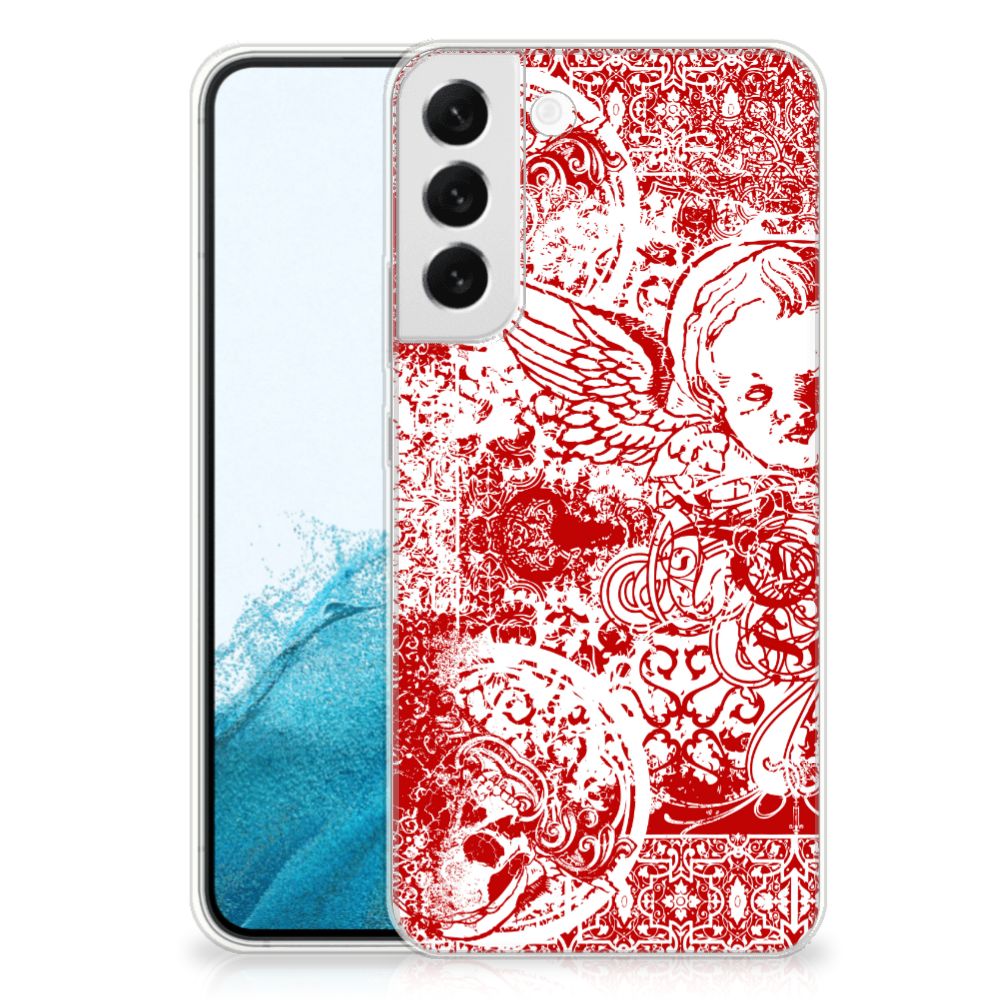 Silicone Back Case Samsung Galaxy S22 Plus Angel Skull Rood B2C Telecom