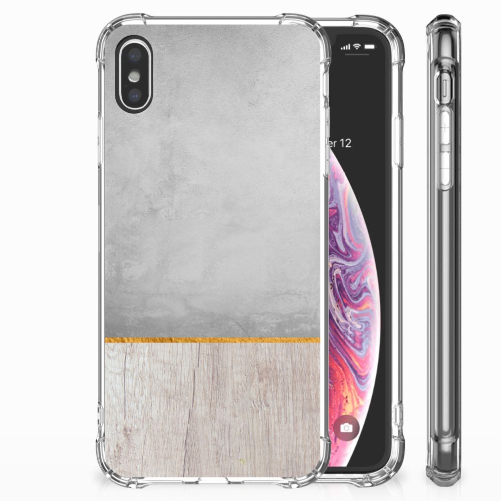 Apple iPhone Xs Max Stevig Telefoonhoesje Wood Concrete