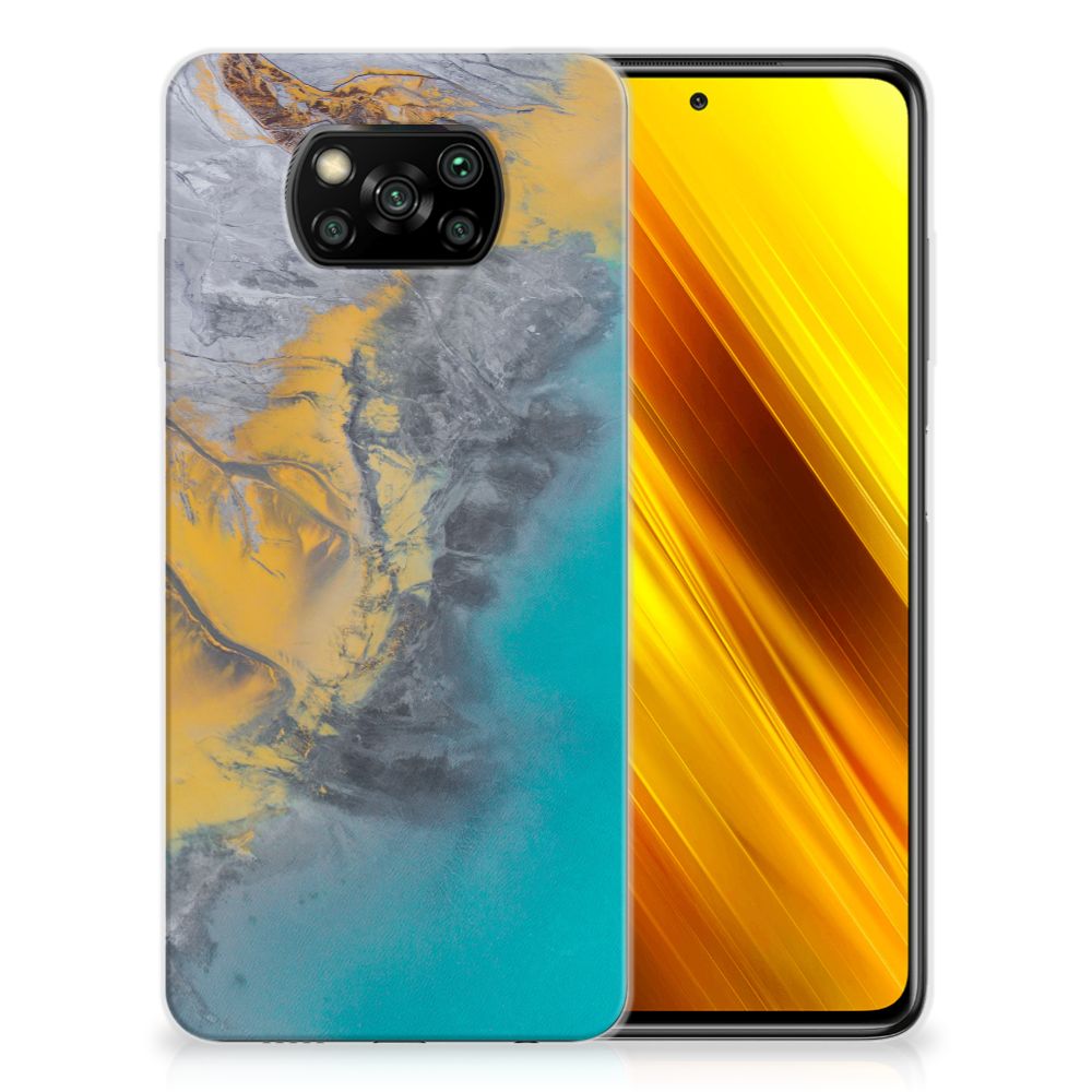Xiaomi Poco X3 | Poco X3 Pro TPU Siliconen Hoesje Marble Blue Gold B2C Telecom