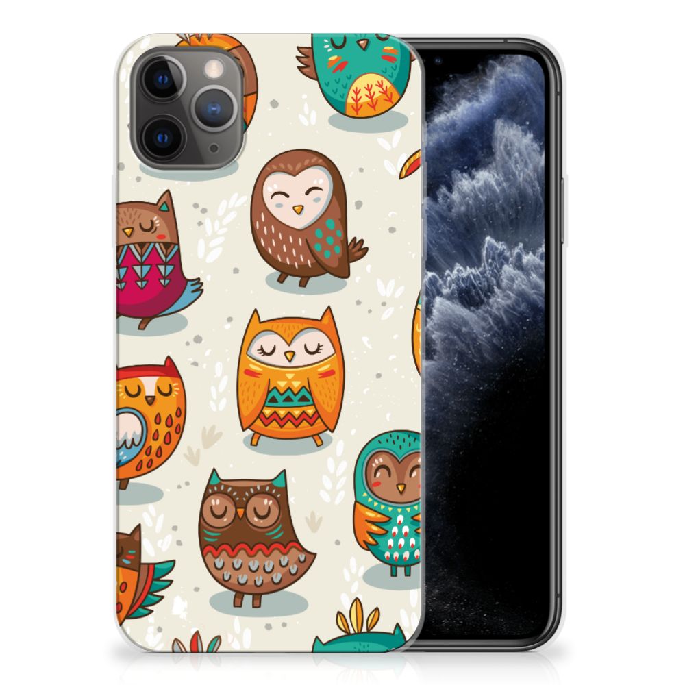 Apple iPhone 11 Pro Max TPU Hoesje Vrolijke Uilen