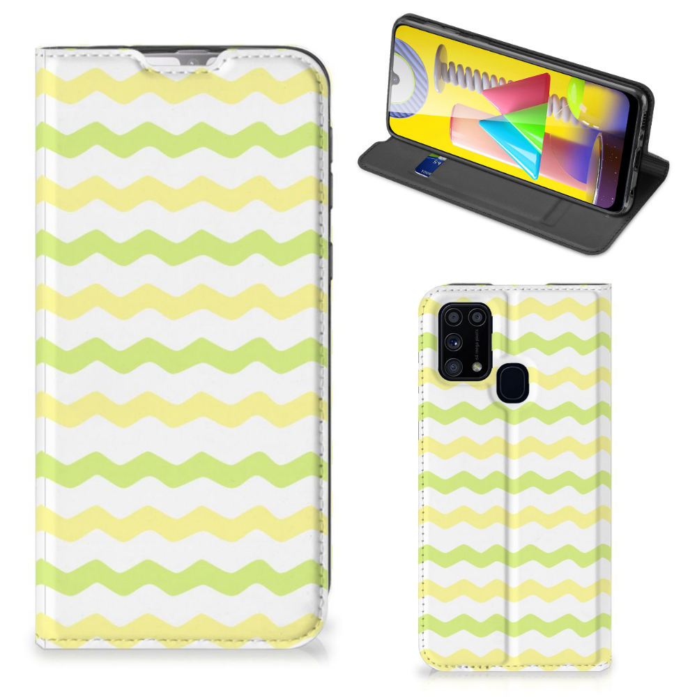 Samsung Galaxy M31 Hoesje met Magneet Waves Yellow - B2C Telecom