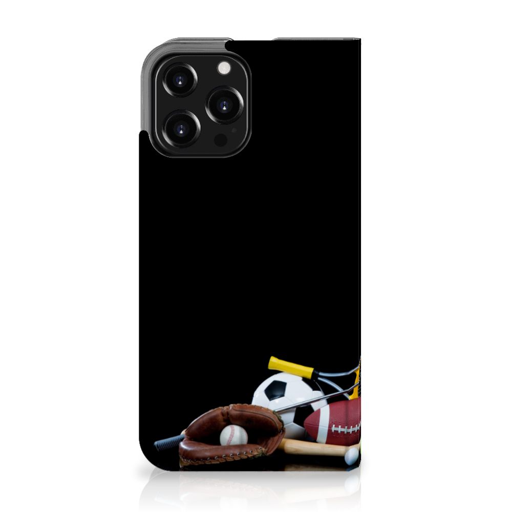 iPhone 13 Pro Max Hippe Standcase Sports with various sports equipment design