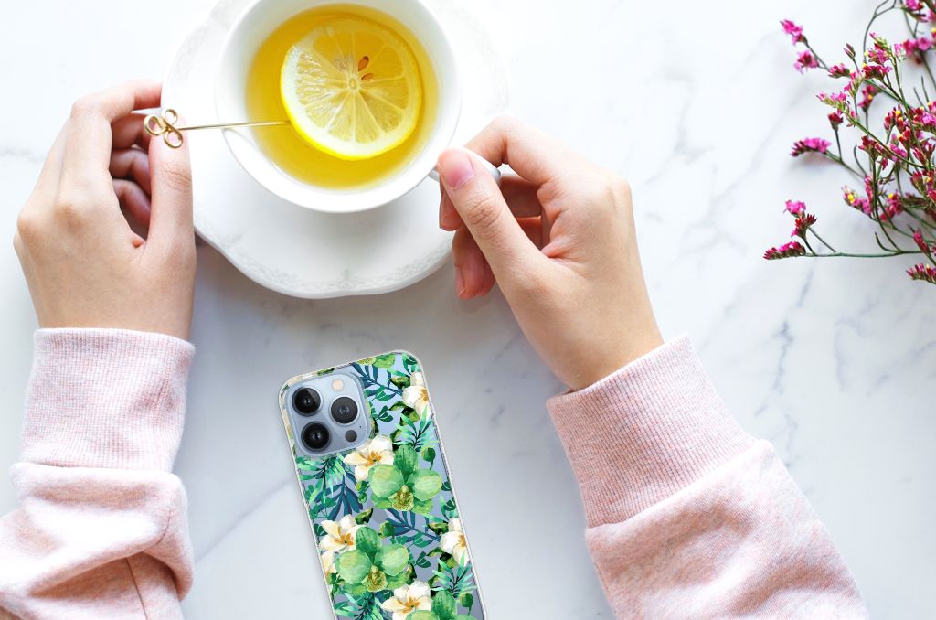 Apple iPhone 13 Pro TPU Case Orchidee Groen B2C Telecom