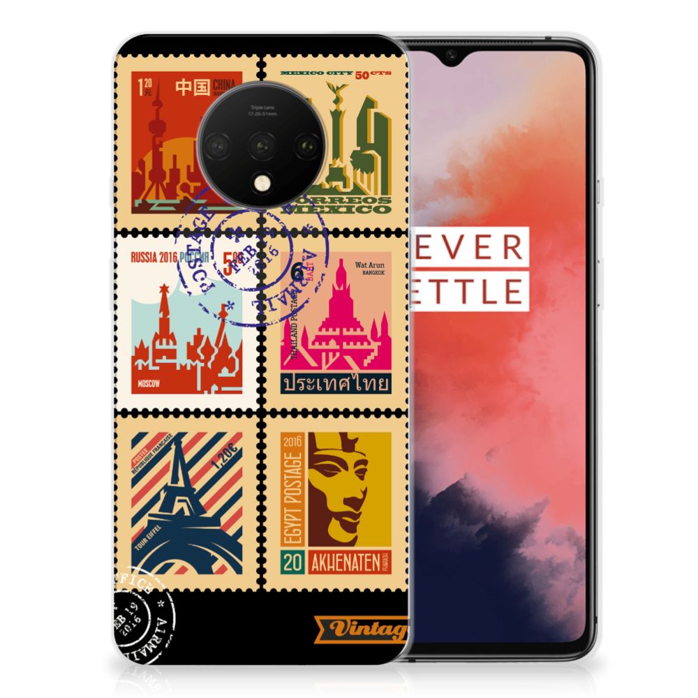 OnePlus 7T Siliconen Back Cover Postzegels