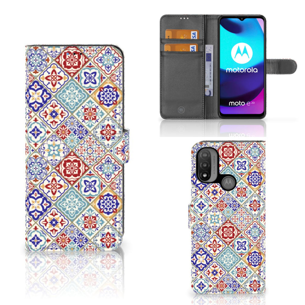 Motorola Moto E20 | E30 | E40 Bookcase Tiles Color