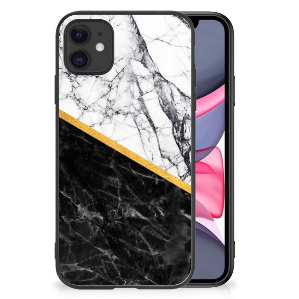 iPhone 11 Marmeren Print Telefoonhoesje Marmer Wit Zwart - Origineel Cadeau Man B2C Telecom