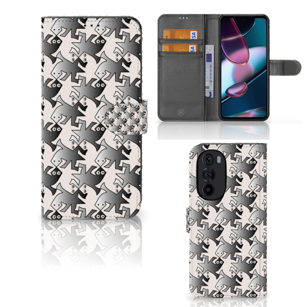 Motorola Edge 30 Pro Telefoonhoesje met Pasjes Salamander Grey