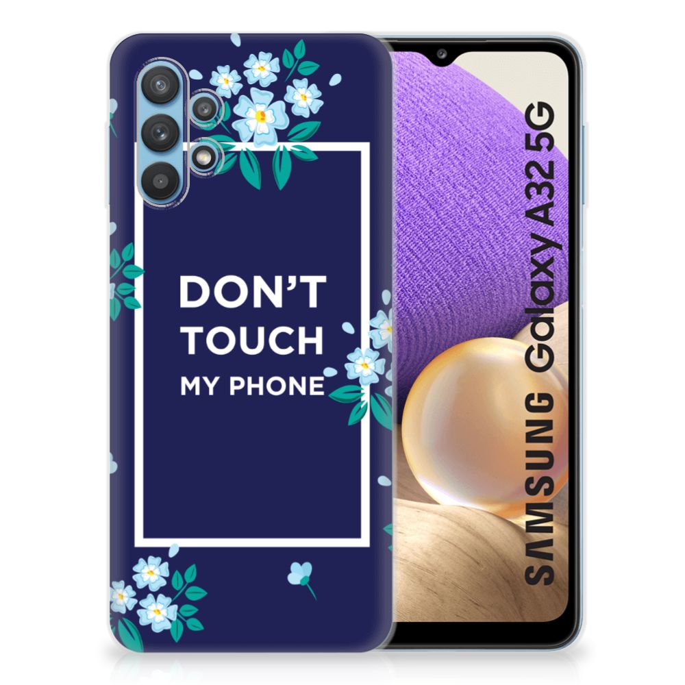 Samsung Galaxy A32 5G Silicone-hoesje Flowers Blue DTMP B2C Telecom