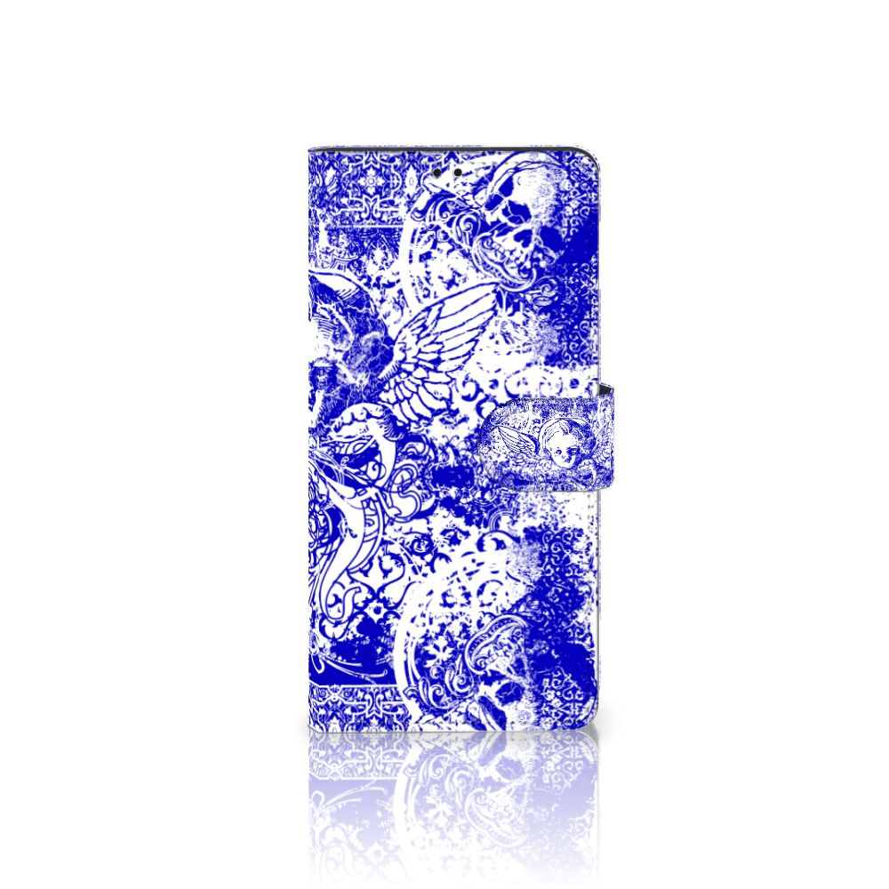 Telefoonhoesje met Naam Xiaomi Redmi Note 10 Pro Angel Skull Blauw