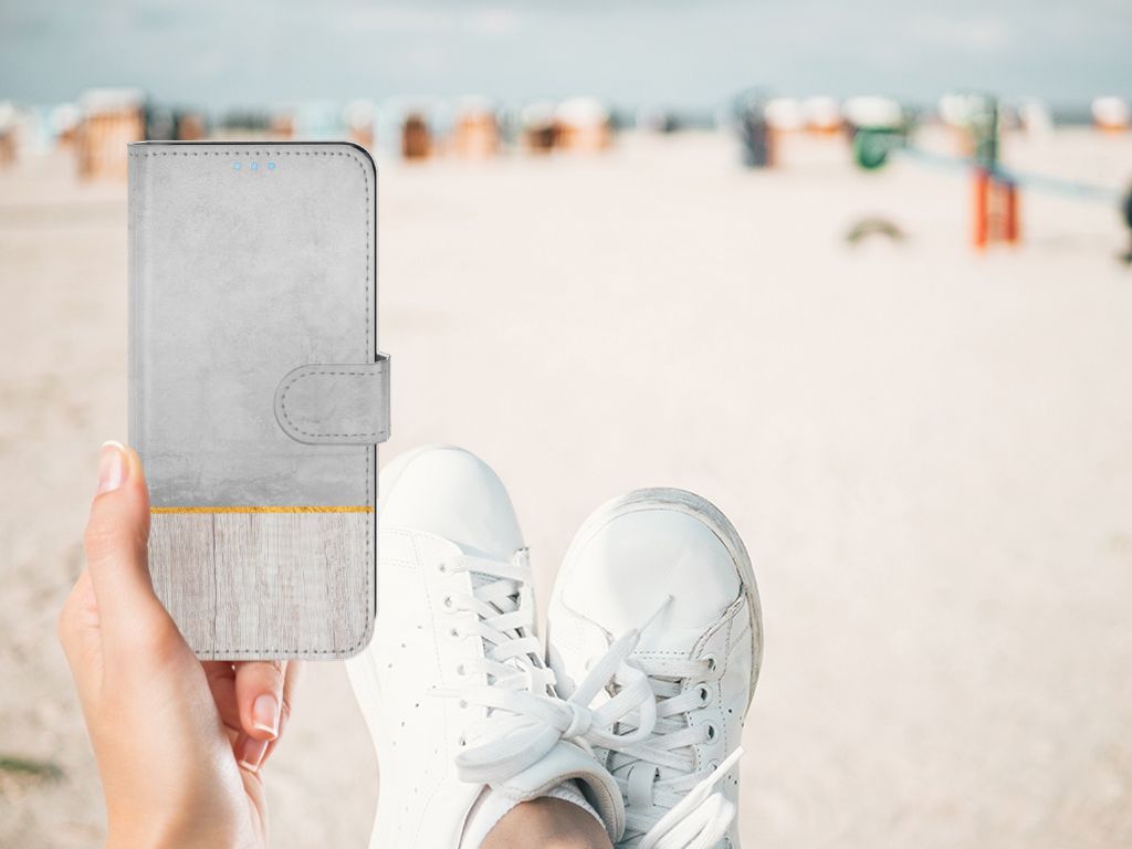 OPPO A74 4G Book Style Case Wood Concrete