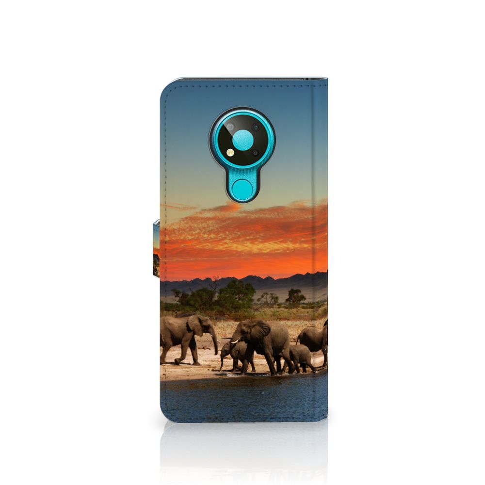 Nokia 3.4 Telefoonhoesje met Pasjes Olifanten