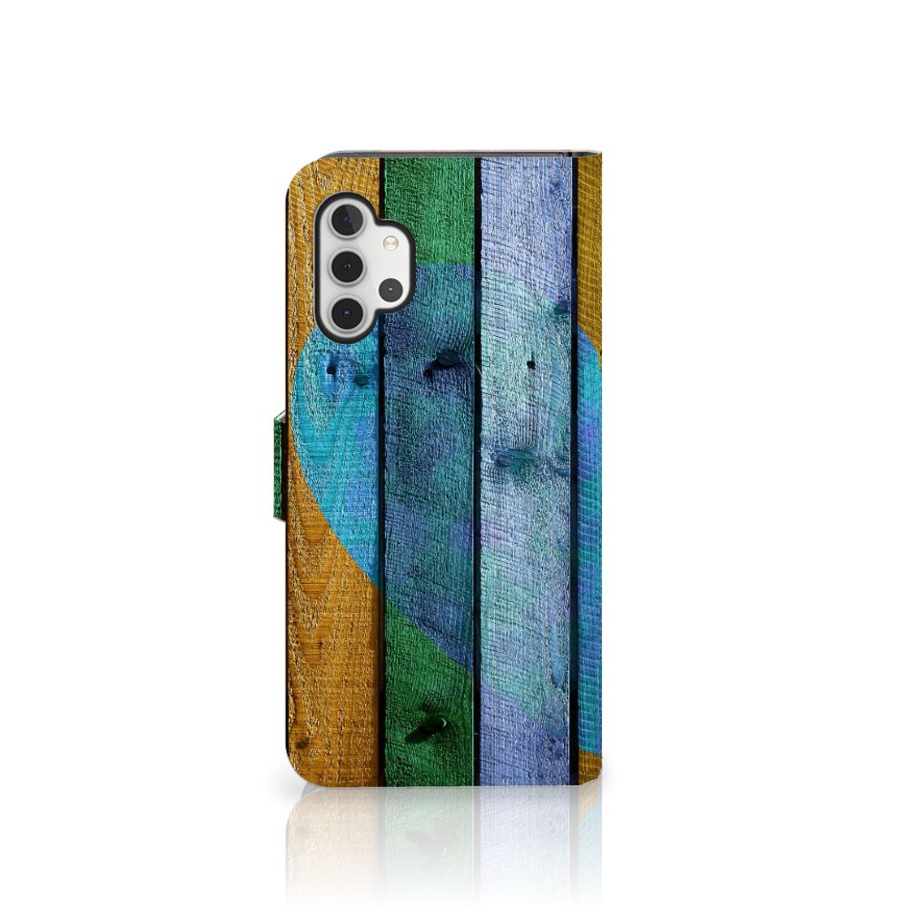 Samsung Galaxy A32 5G Book Style Case Wood Heart - Cadeau voor je Vriend
