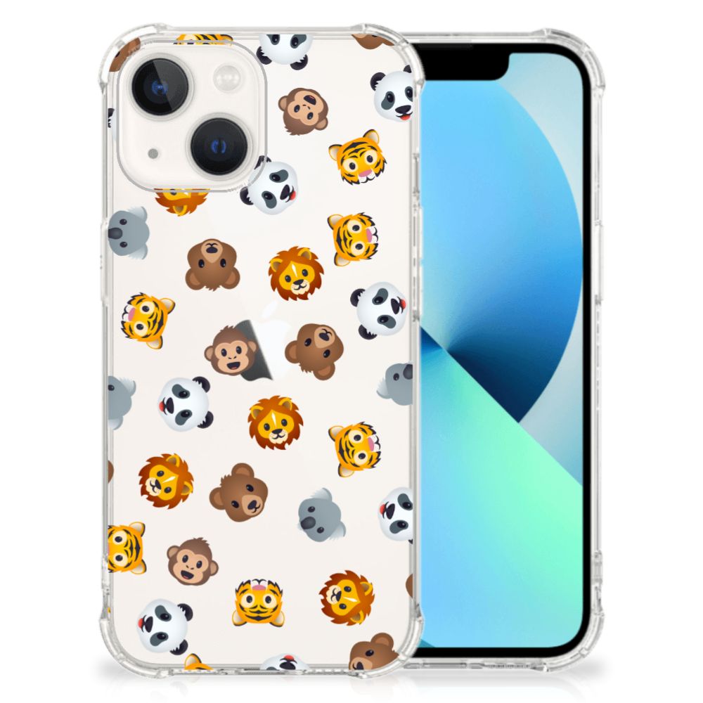 Doorzichtige Silicone Hoesje voor iPhone 13 Dieren Emojis B2C Telecom