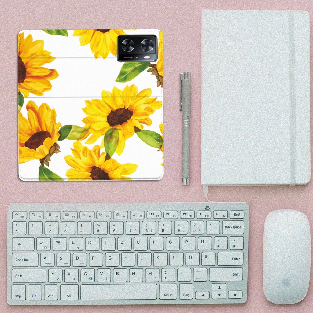 Smart Cover voor OPPO A57 | A57s | A77 4G Zonnebloemen - B2C Telecom