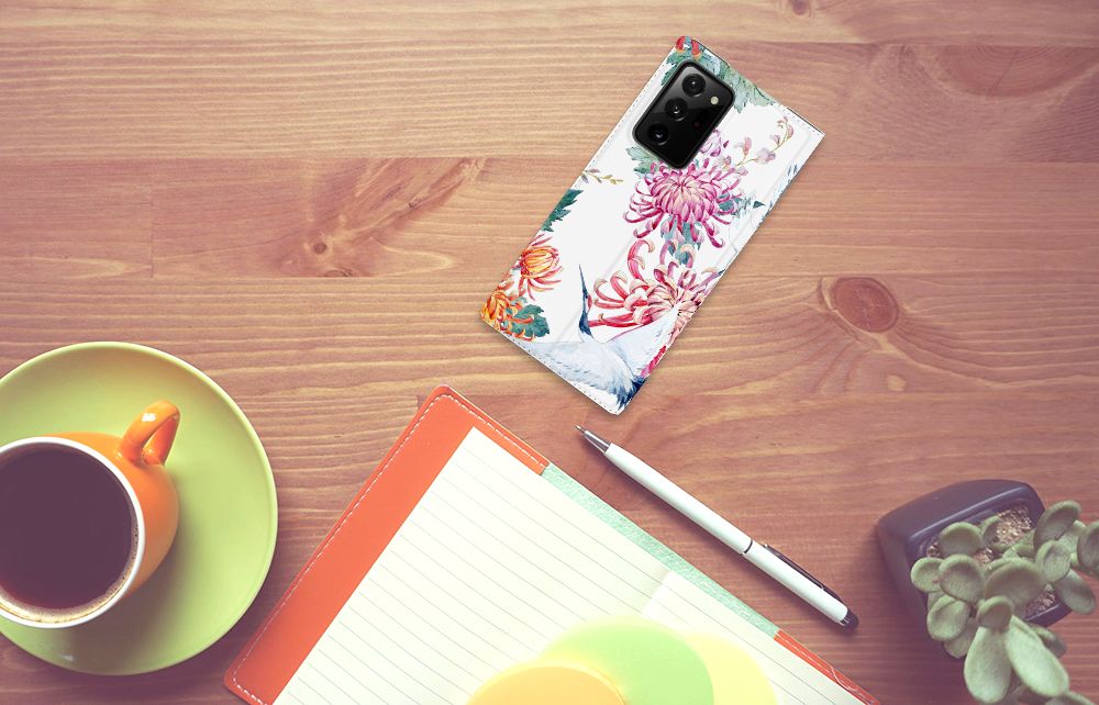 Samsung Galaxy Note 20 Ultra Hoesje maken Bird Flowers - B2C Telecom
