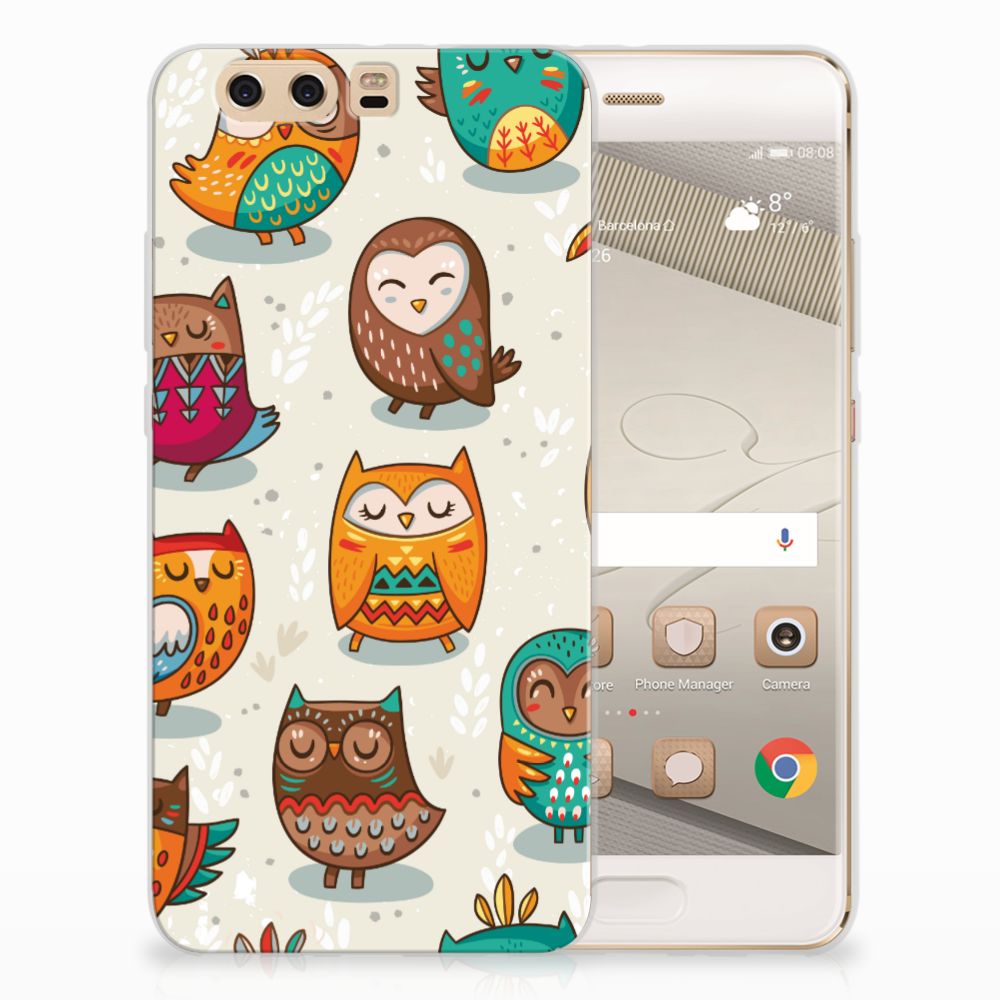 Huawei P10 Plus TPU Hoesje Vrolijke Uilen