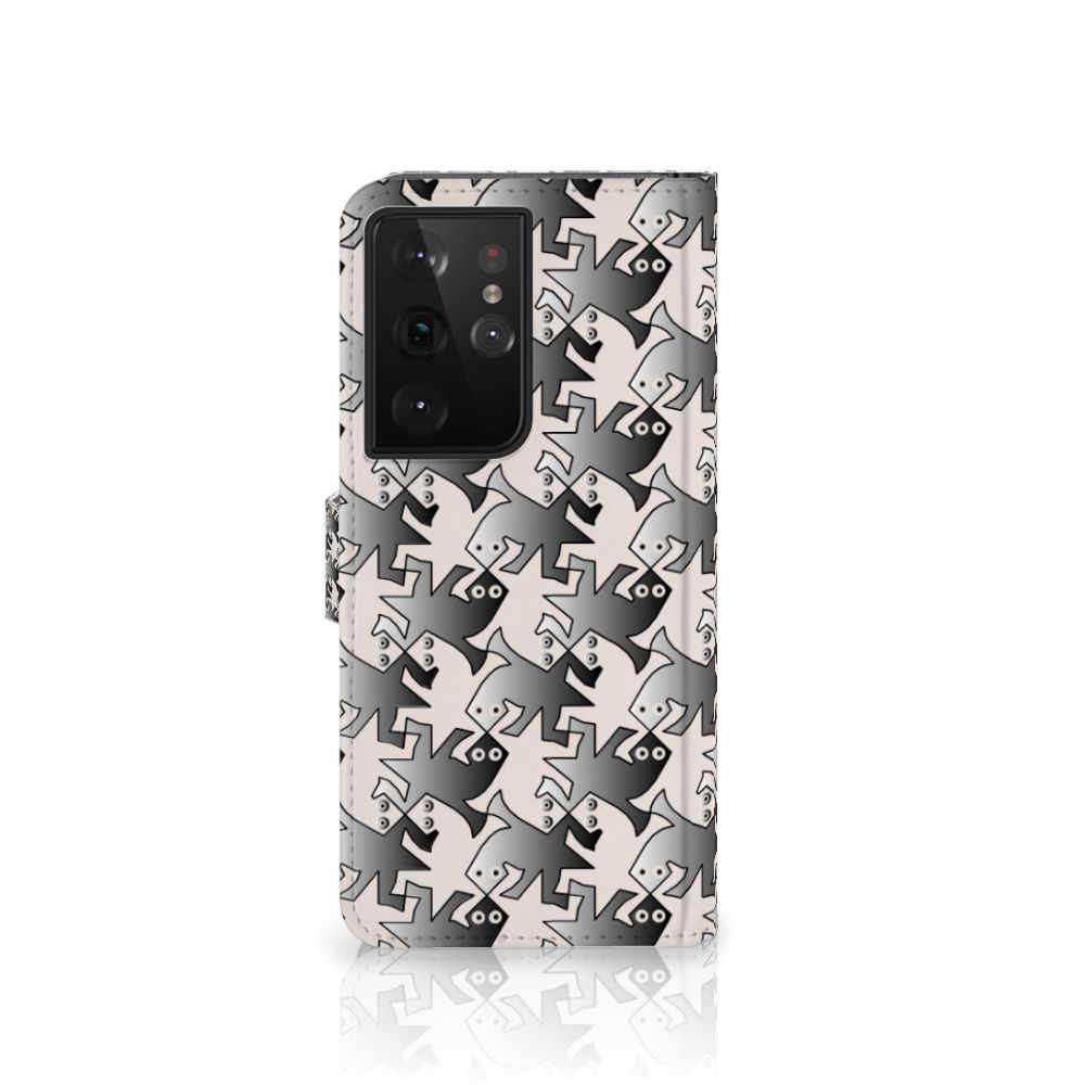 Samsung Galaxy S21 Ultra Telefoonhoesje met Pasjes Salamander Grey