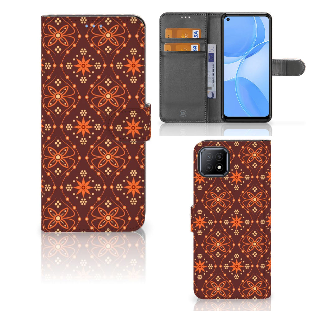 OPPO A73 5G Telefoon Hoesje Batik Brown